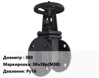 Задвижка чугунная 300 30ч39р(М3В) Ру16